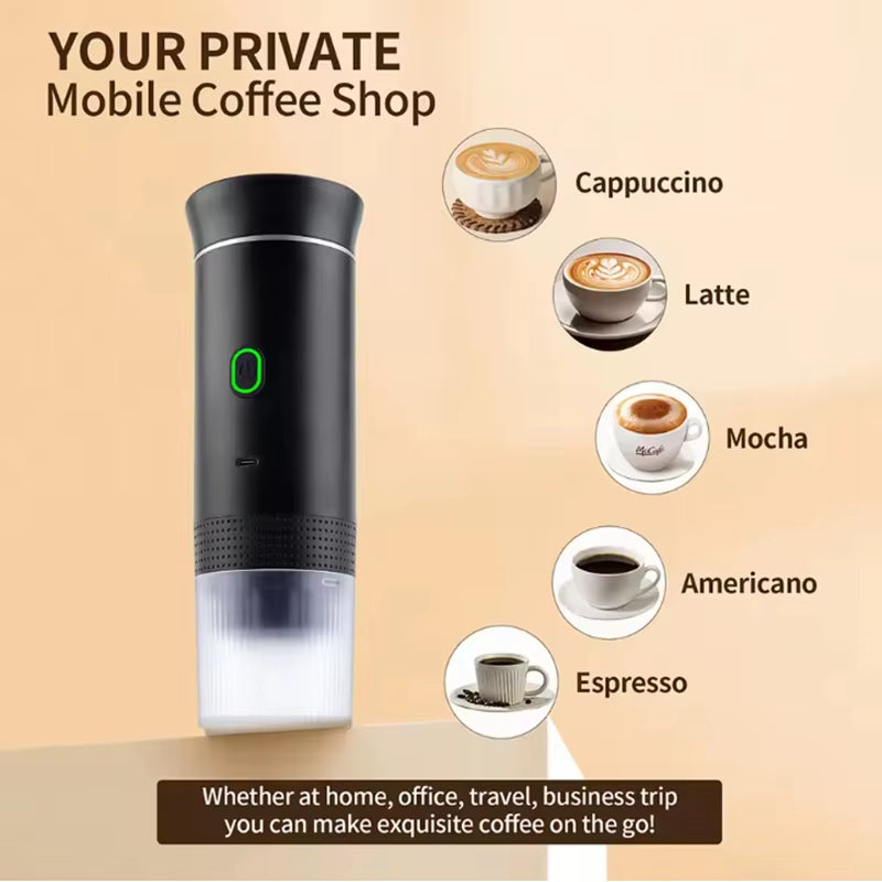 Coffee Machine Wireless Electric Portable Espresso Coffee Machine Maker 3-In-1 Capsule Powder Travel Coffee Maker