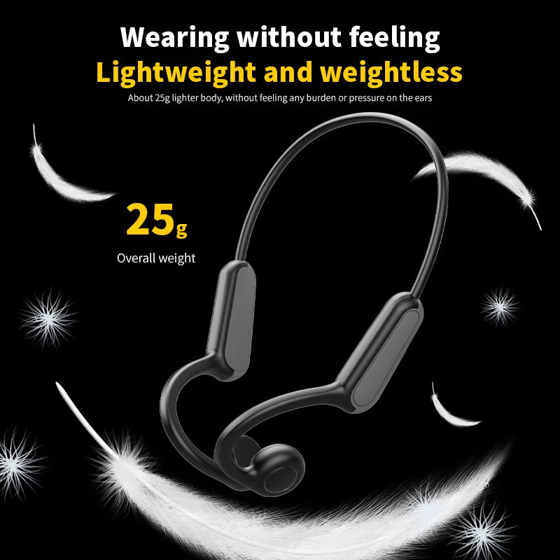 2025 True Bone Conduction Earphones Bluetooth 5.3 Sports Wireless Headphones Ear Hook Waterproof Headset for Running Driving