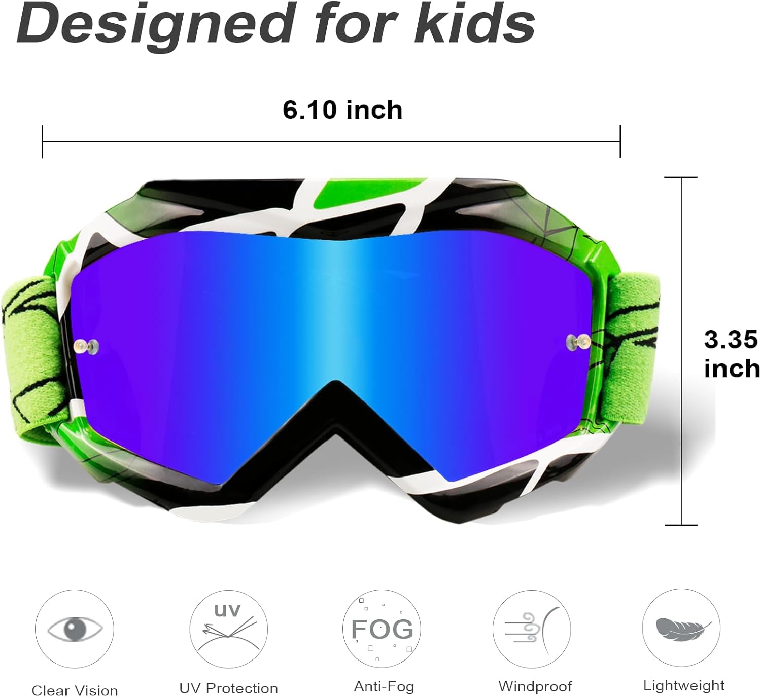 Lunettes De Motocross Pour Enfants, Lunettes De Protection De Sécurité Réglables, Lunettes De Ski D 'Anti-Uv D'Anti-Buée Coupe-Vent Pour Activités Extérieures