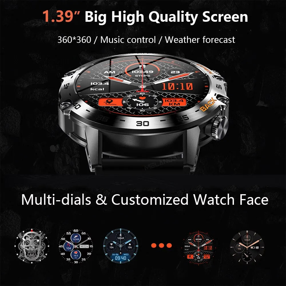 1.39 Inch Bluetooth Call Smart Watch Men Sports Fitness Tracker Watches IP67 Waterproof Smartwatch for Android IOS MD52