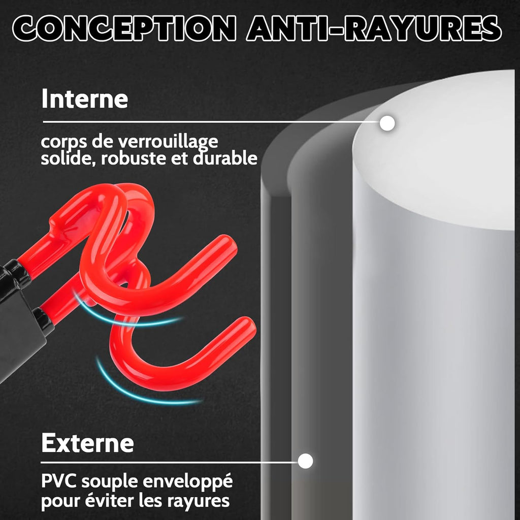 Antivol Voiture, Canne Antivol Voiture, Antivol Volant Voiture, Barre Sécurité Véhicule, Haute Visibilité, Robuste, Ajustement Universel, 3 Clés(Rouge)