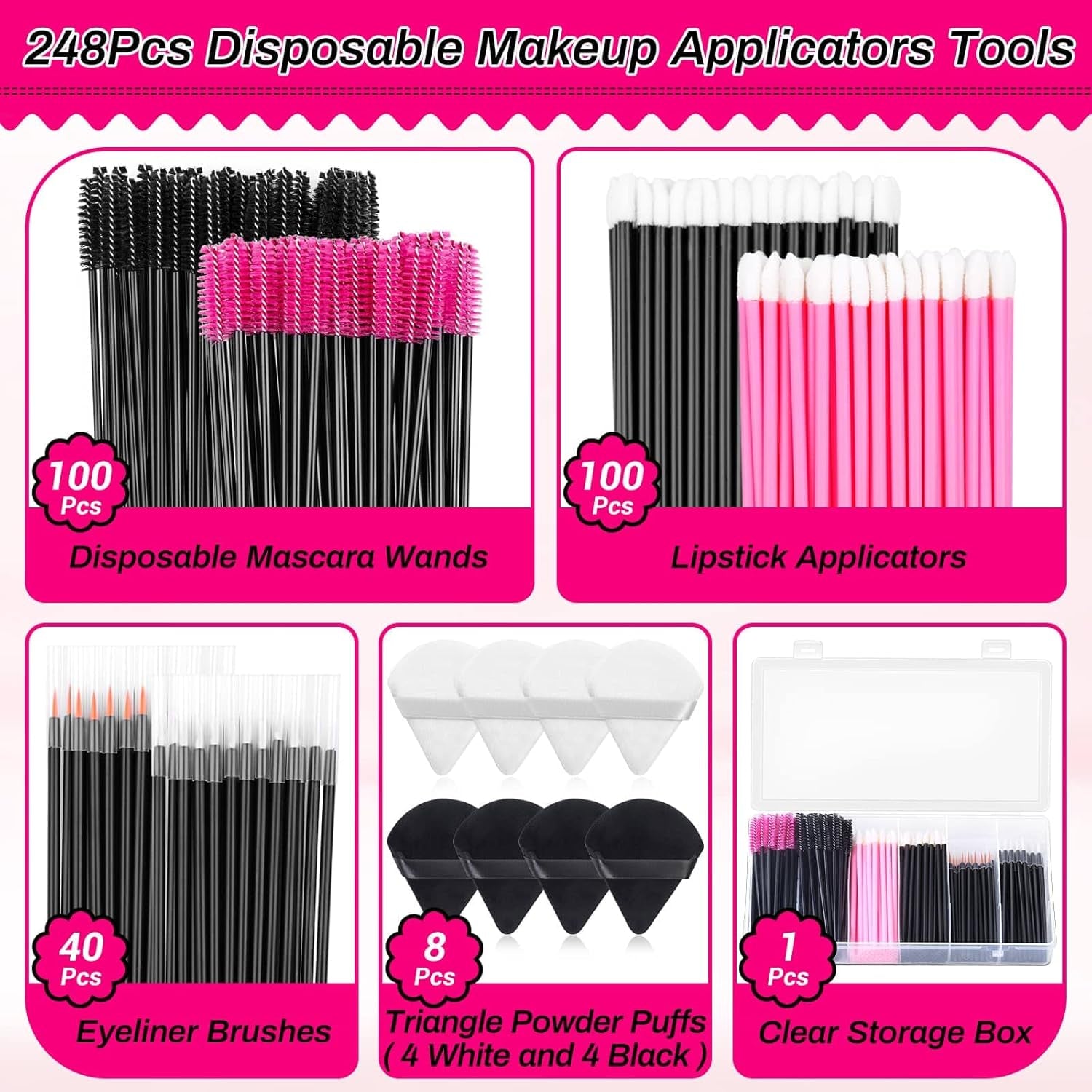 Accessoires De Maquillage Jetables Avec Applicateurs Triangulaires, Baguettes De Mascara, Pinceaux À Eyeliner, Outils Pour Artistes De Maquillage