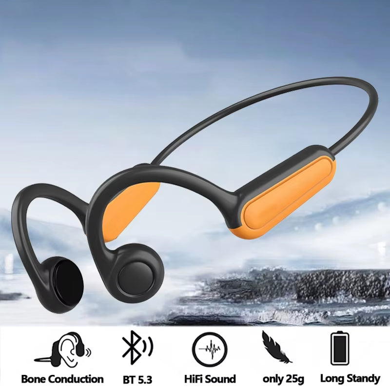2025 True Bone Conduction Earphones Bluetooth 5.3 Sports Wireless Headphones Ear Hook Waterproof Headset for Running Driving